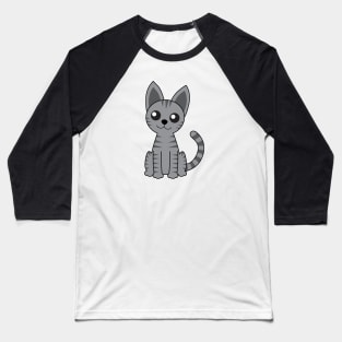 Grey Striped Cat Baseball T-Shirt